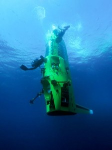 Cameron's sub in the Mariana trench