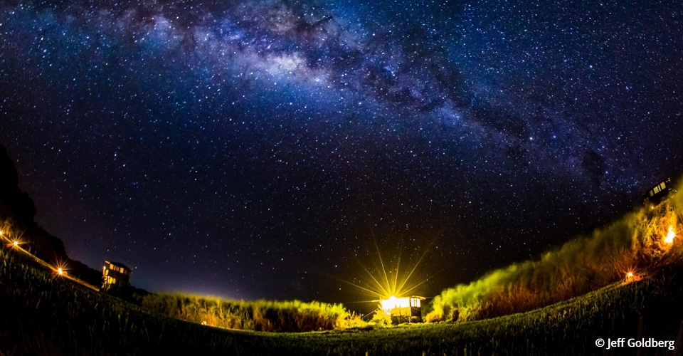 Starry night sky at the Wild Tortoise Camp in Santa Cruz, Galapagos Islands