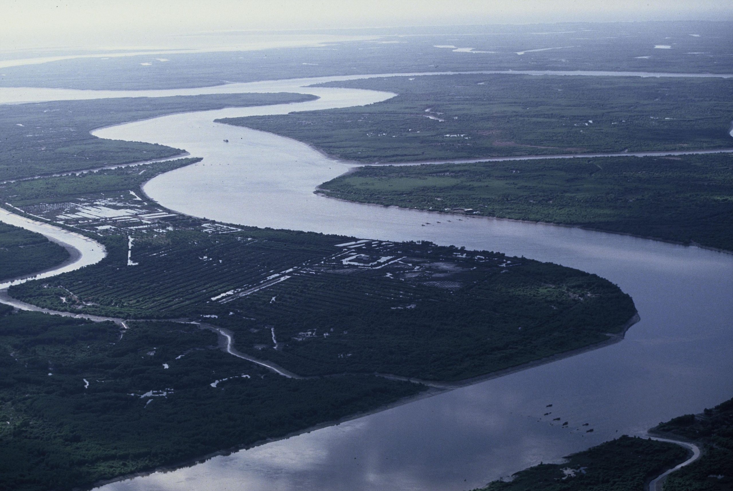 Aerial view of the Mekong Delta. in Southern Vietnam.