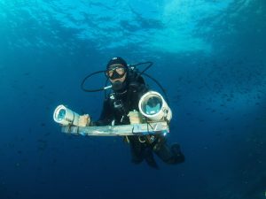 Underwater research in the Galapagos Islands.