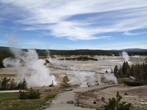 Old Faithful springs in Yellowstone