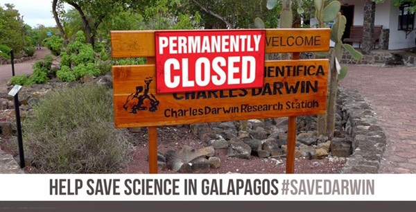 Charles Darwin Research Station closed sign