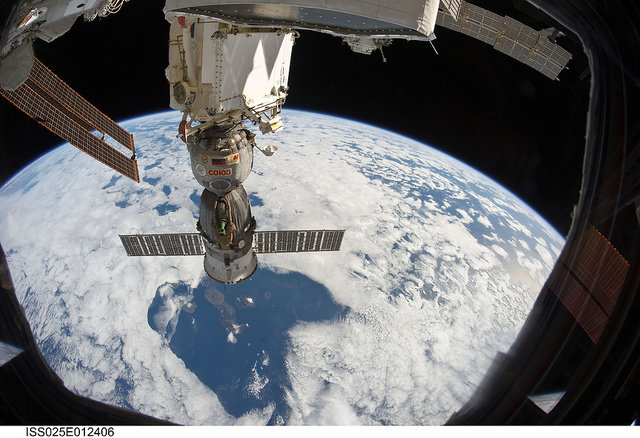 photo of the Galapagos Islands from the Soyuz Spacecraft