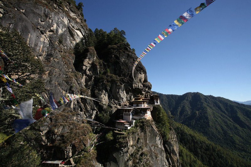 Bhutan, mountain, prayer flags