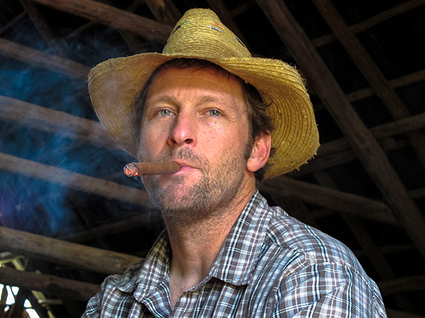 Smoking a Cuban cigar in Cuba