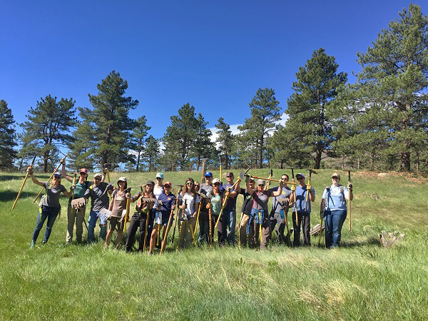 Natural Habitat Adventures employees building a Colorado trail