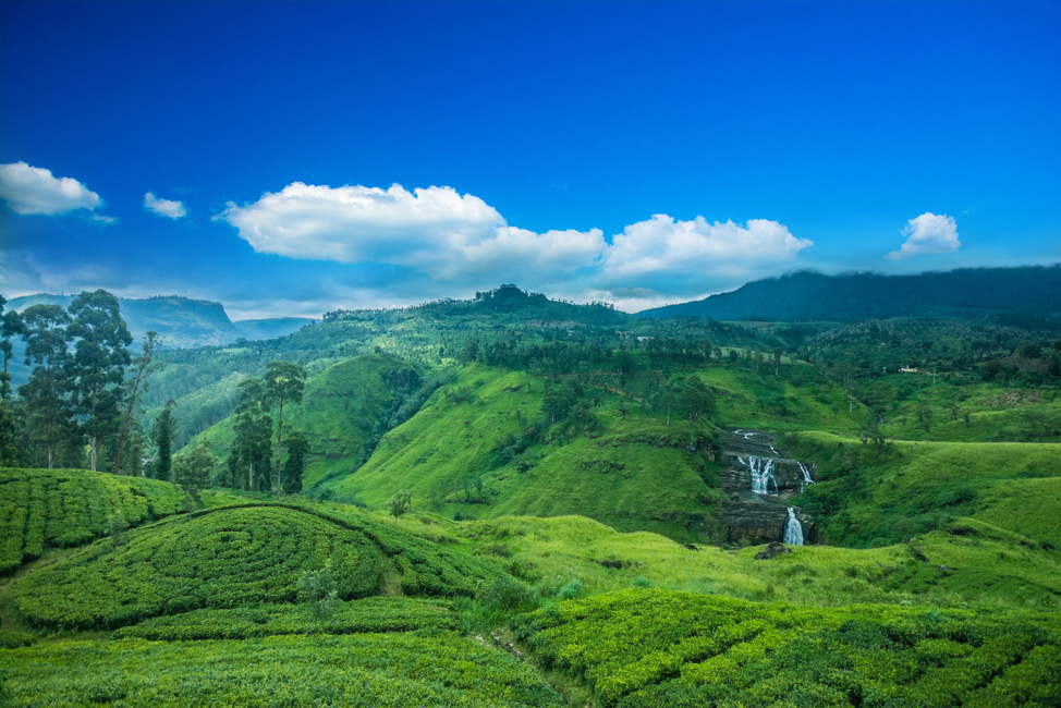 Sri Lanka's tea estates and waterfalls.