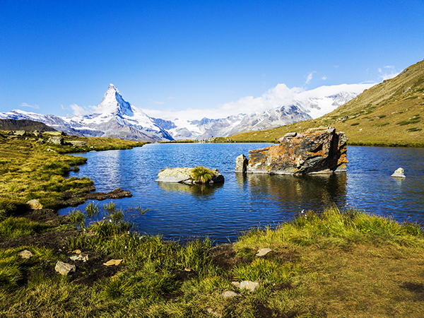 Matterhorn and lake in Switzerland