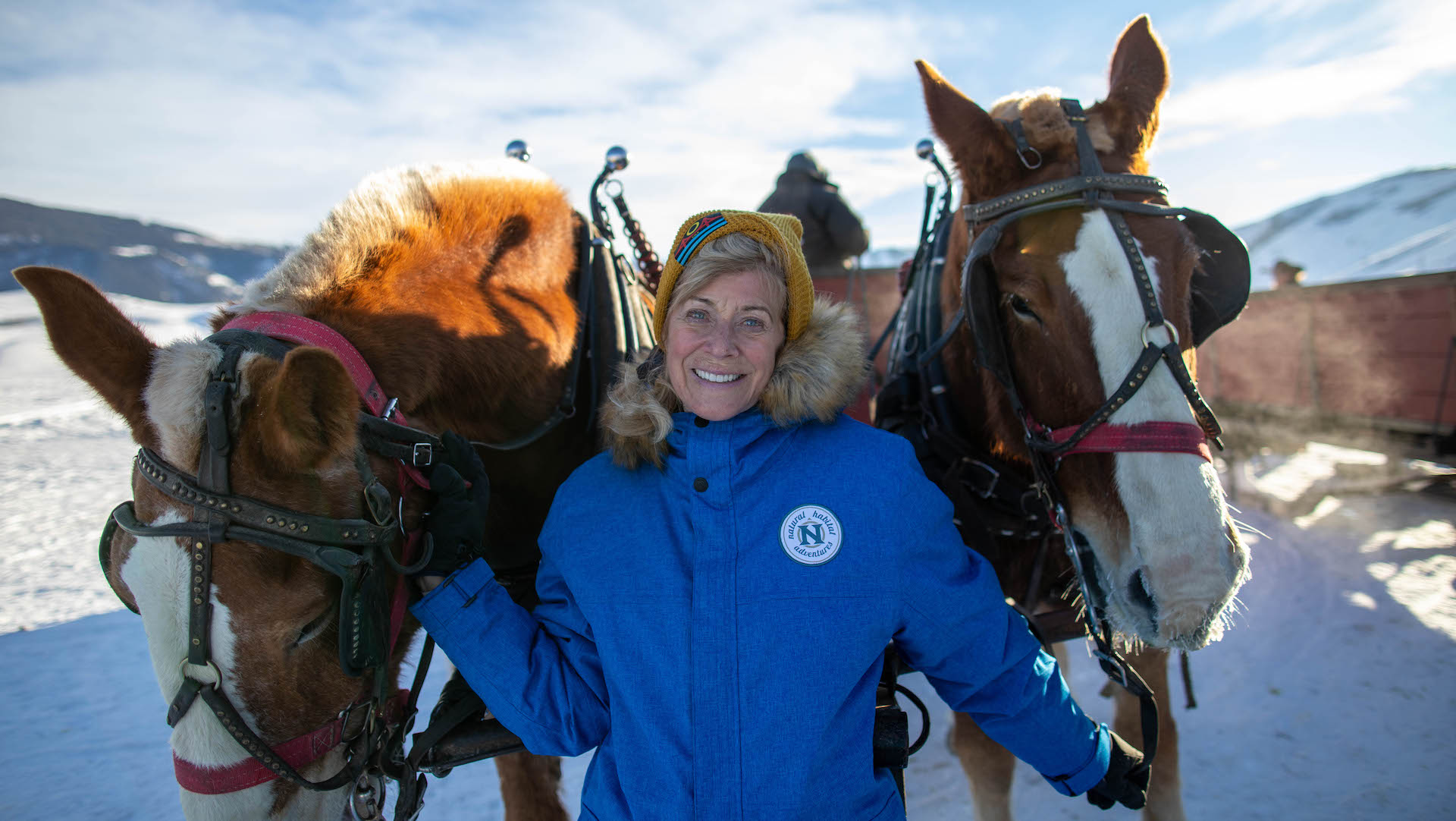 Woman with horses in Yellowstone National Park by Jeremy Covert
