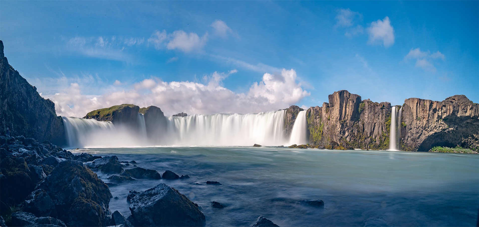 Majestic powerful waterfall in iceland