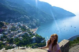 Emily wandering the cliffside village of Positano on the Amalfi Coast of Italy.