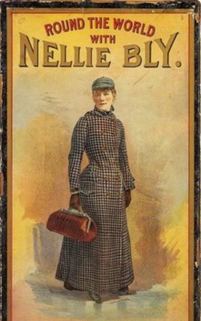 Cover of the 1890 board game Round the World with Nellie Bly