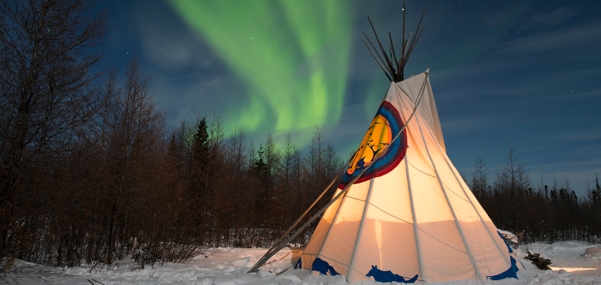 churchill manitoba canada indigenous tepee at night with northern lights