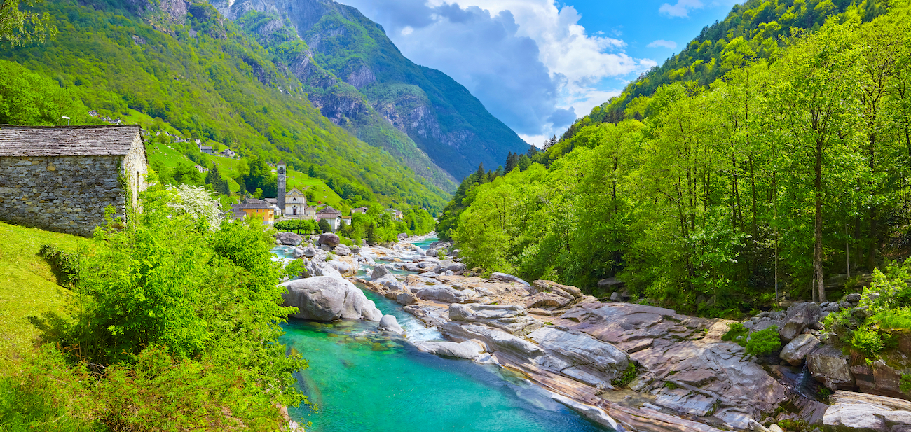 Switzerland, blue river, nature
