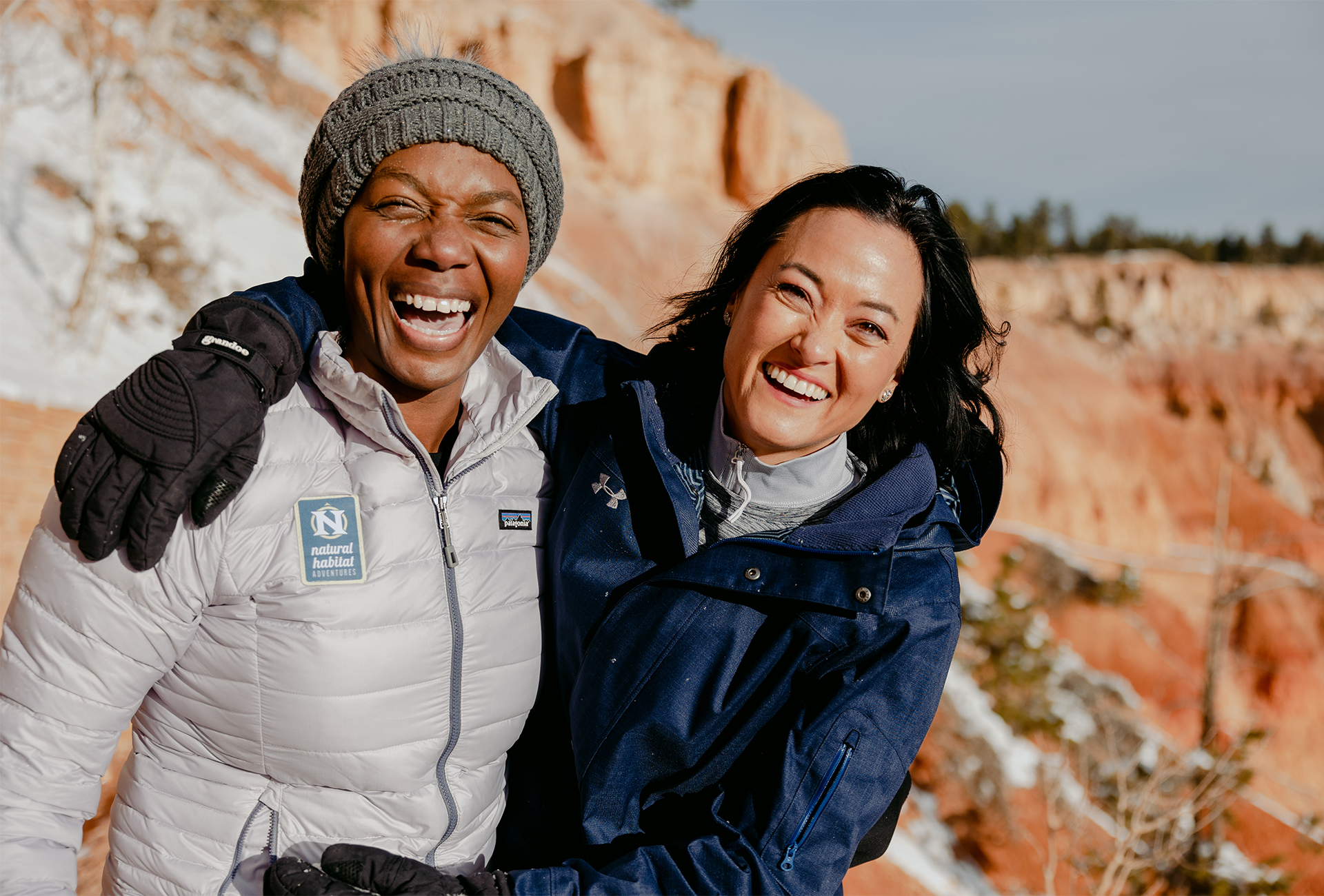 two women hiking national parks, diversity, women empowerment