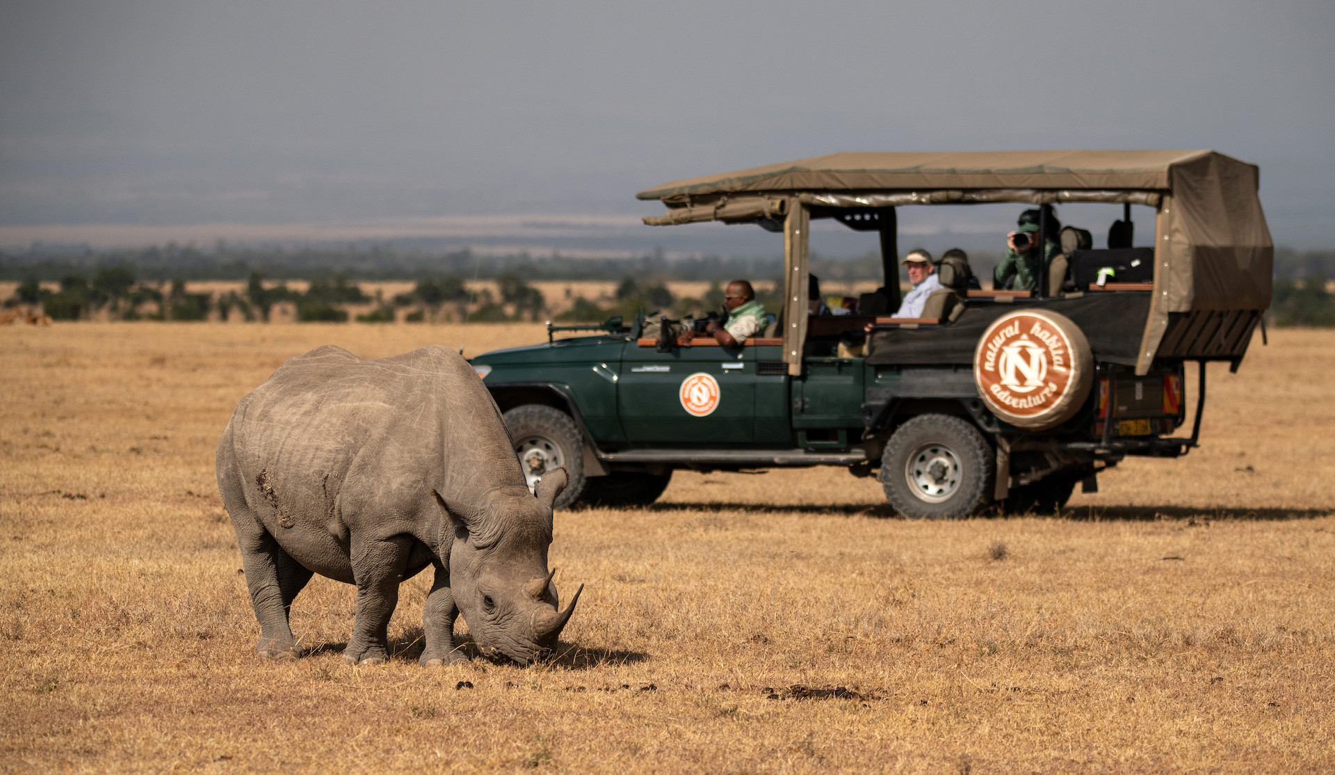 Nat Hab travelers with rhino at Ol Pejeta Conservancy in Kenya