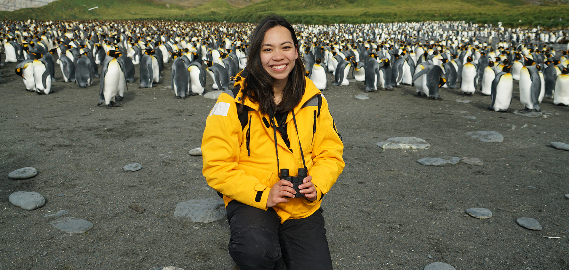 woman female diversity south georgia antarctica emperor penguins scientist research polar arctic