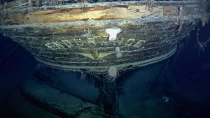 Stern of HMS Endurance as found in March 2022