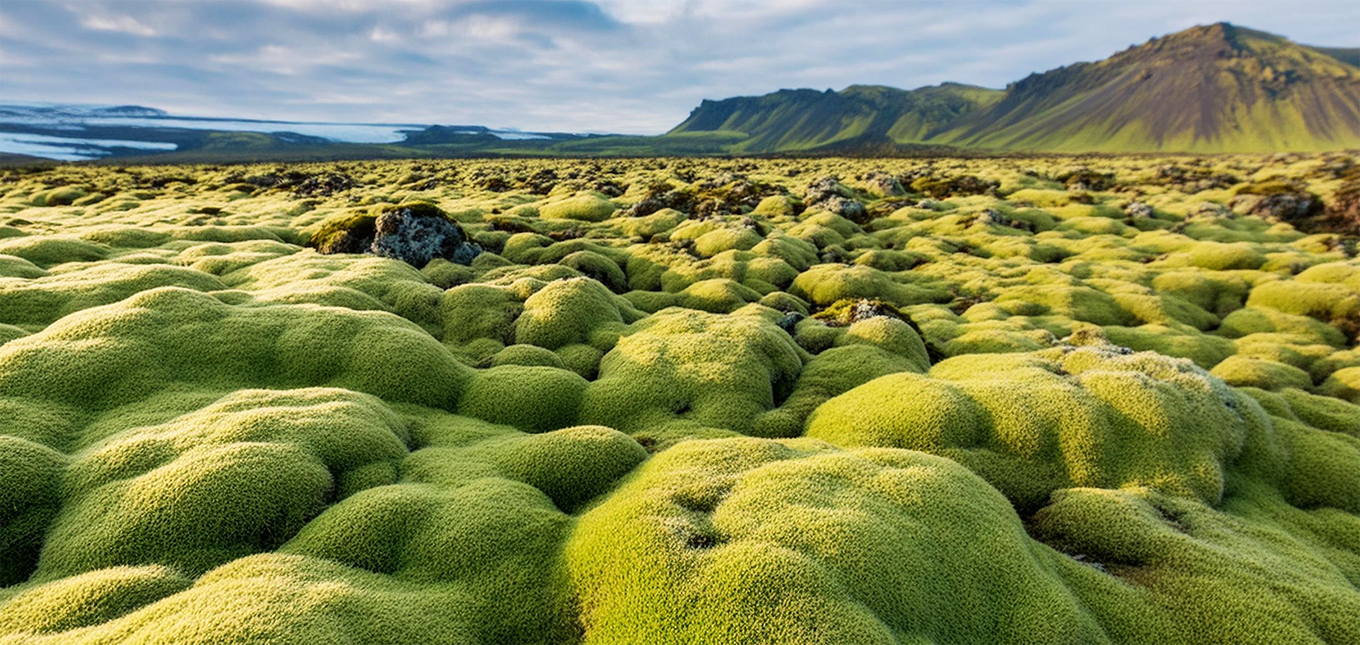 iceland moss covered lava fields green lichen