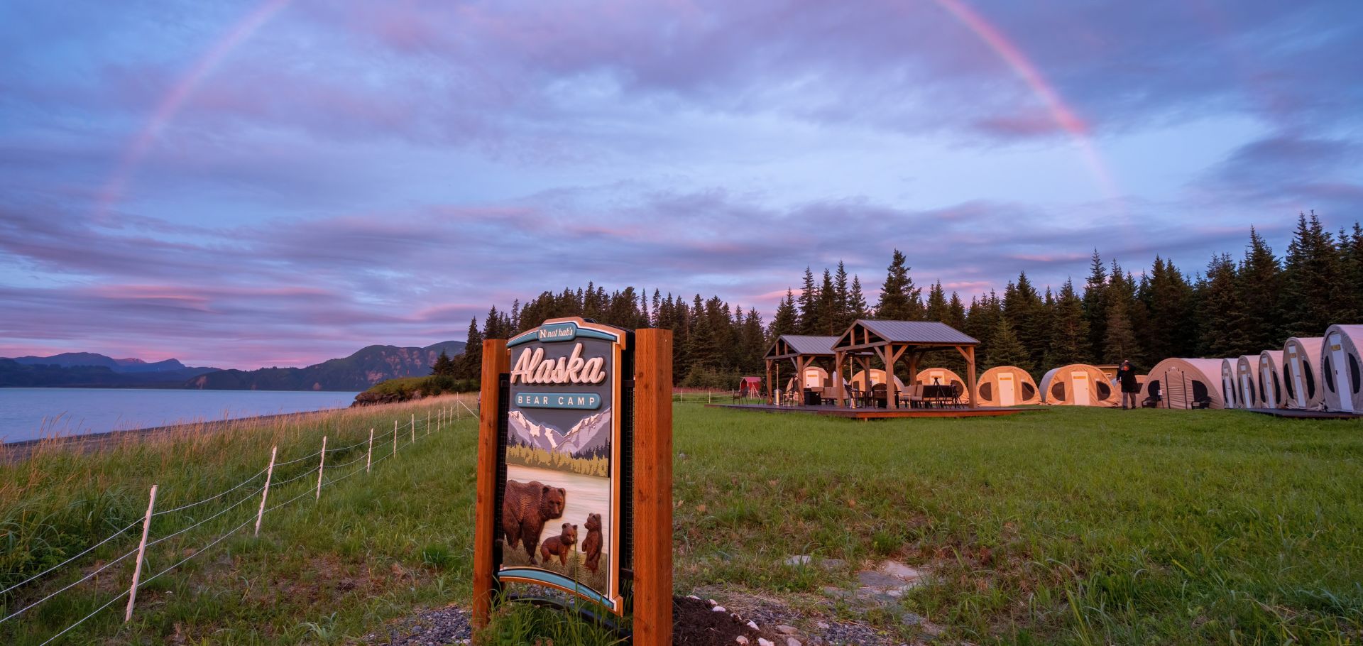Nat Hab Alaska bear camp at sunset