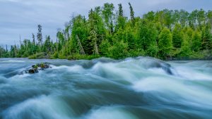 Northern Canadian Shield River and Lake System in Summer
