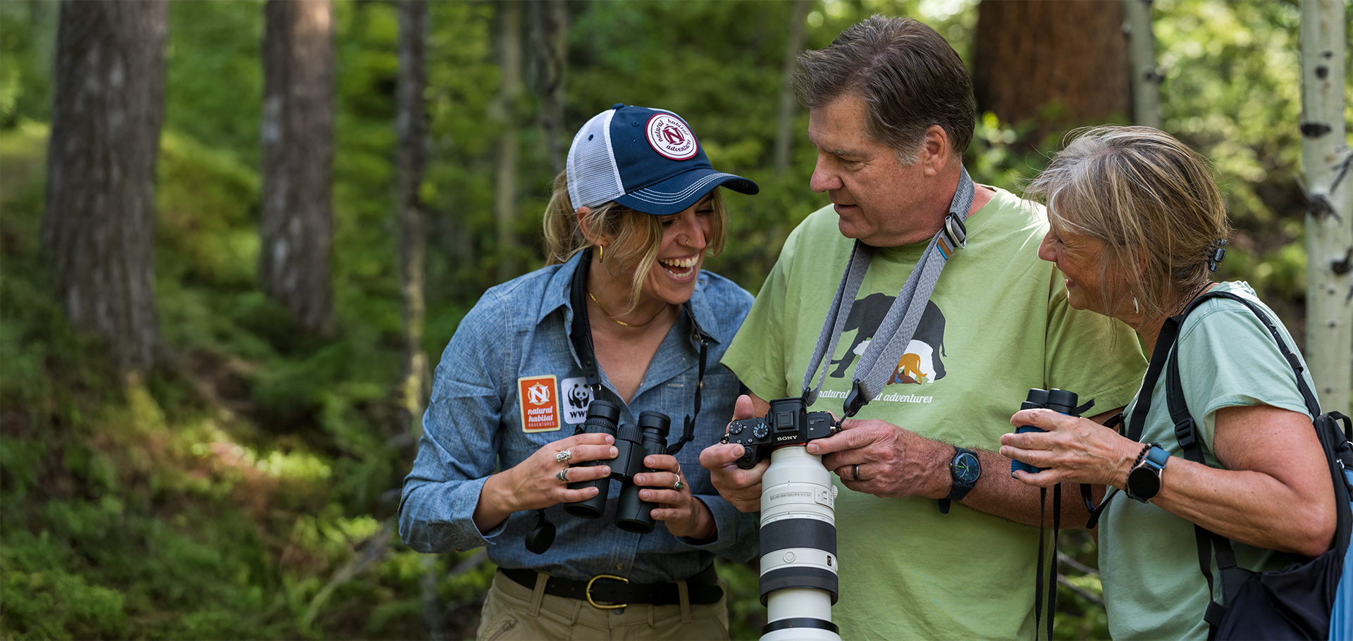 Nat Hab Expedition Leader teaches guests travelers about photography, camera, nature, guide