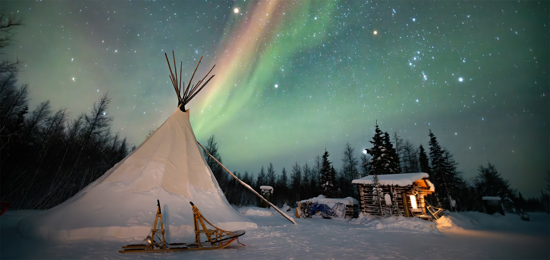 teepee, tipi, northern lights, aurora borealis, churchill, canada