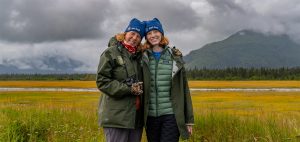 mother and daughter traveling women female adventure lake clark national park alaska bear viewing
