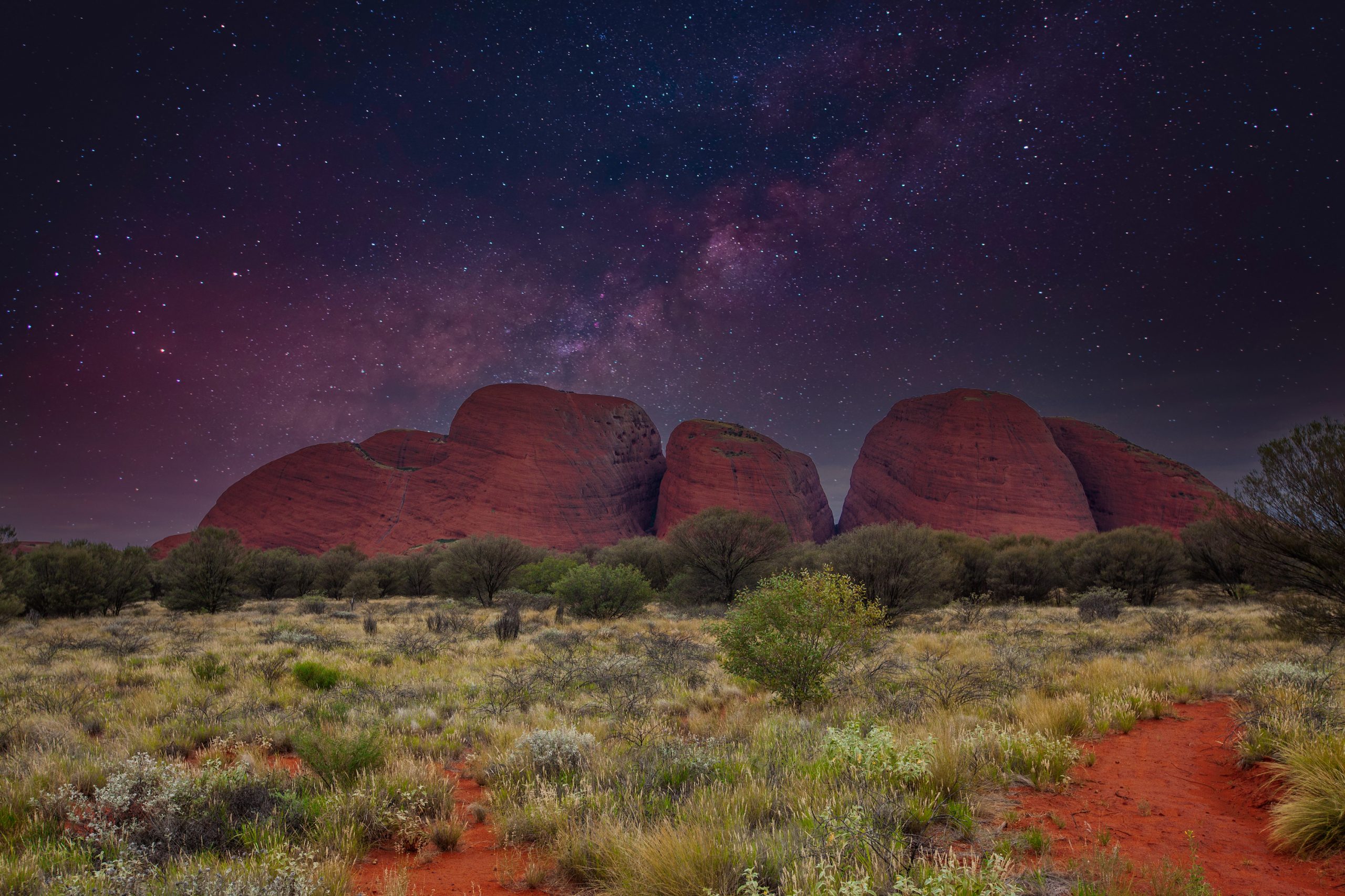 Night,Scene,Red,Center,Outback,Australia,Northern,Territory,With,Starry