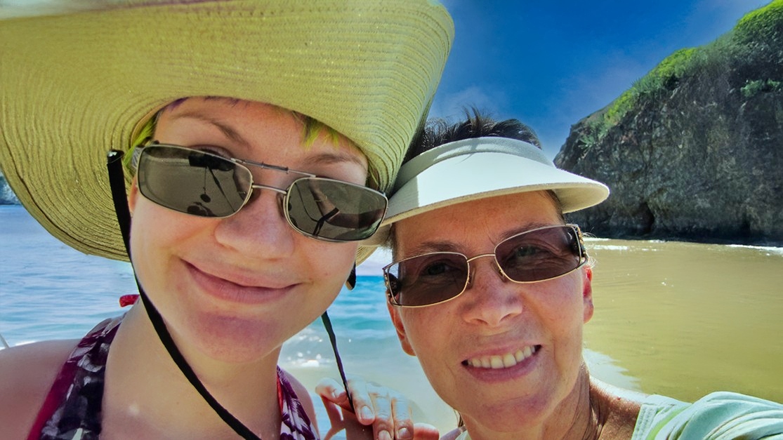 Judy and her adventurous niece, Mary, exploring together.