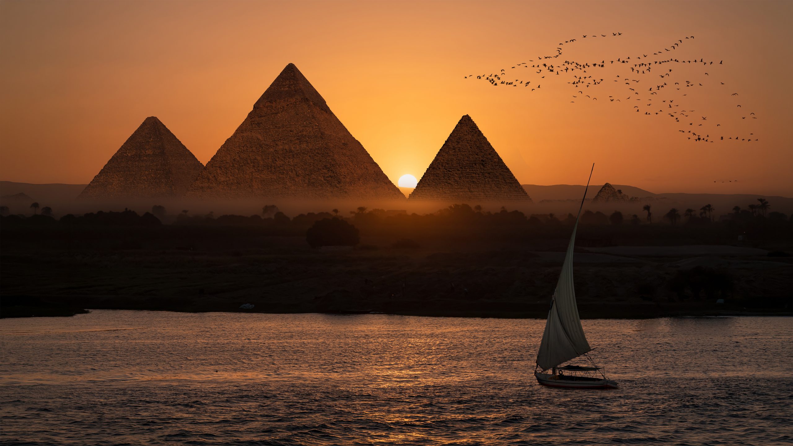 Dahabiya, felucca, sailboat, sails, Nile River, Egypt